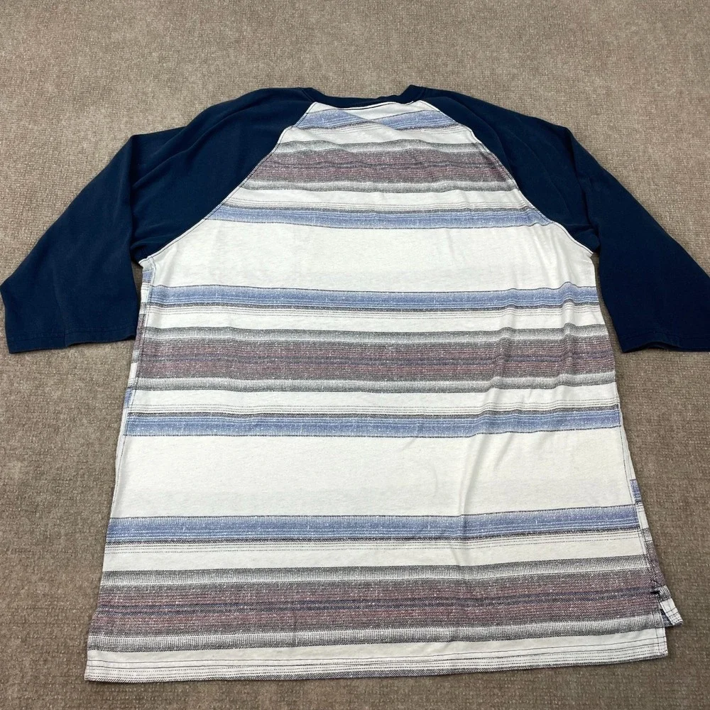 Levis T Shirt Mens XL Multicolor Striped Cotton Raglan Sleeve Crew Neck Logo